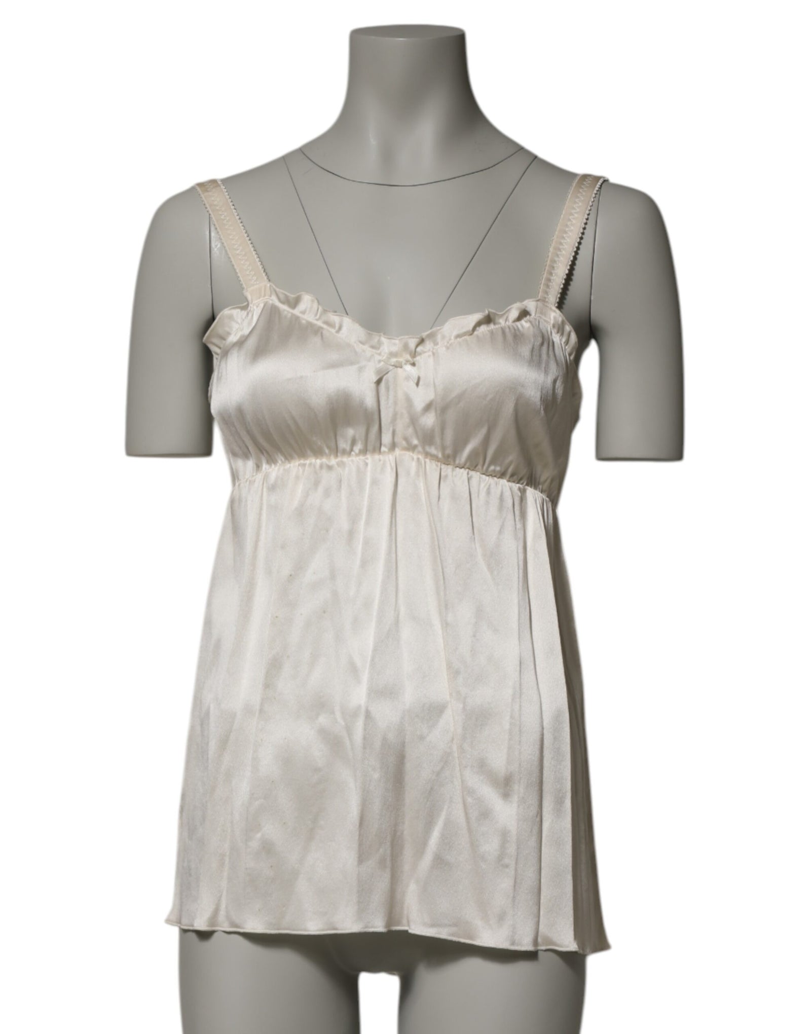 Dolce & Gabbana Ivory Satin Lace Tank Lingerie Top Underwear