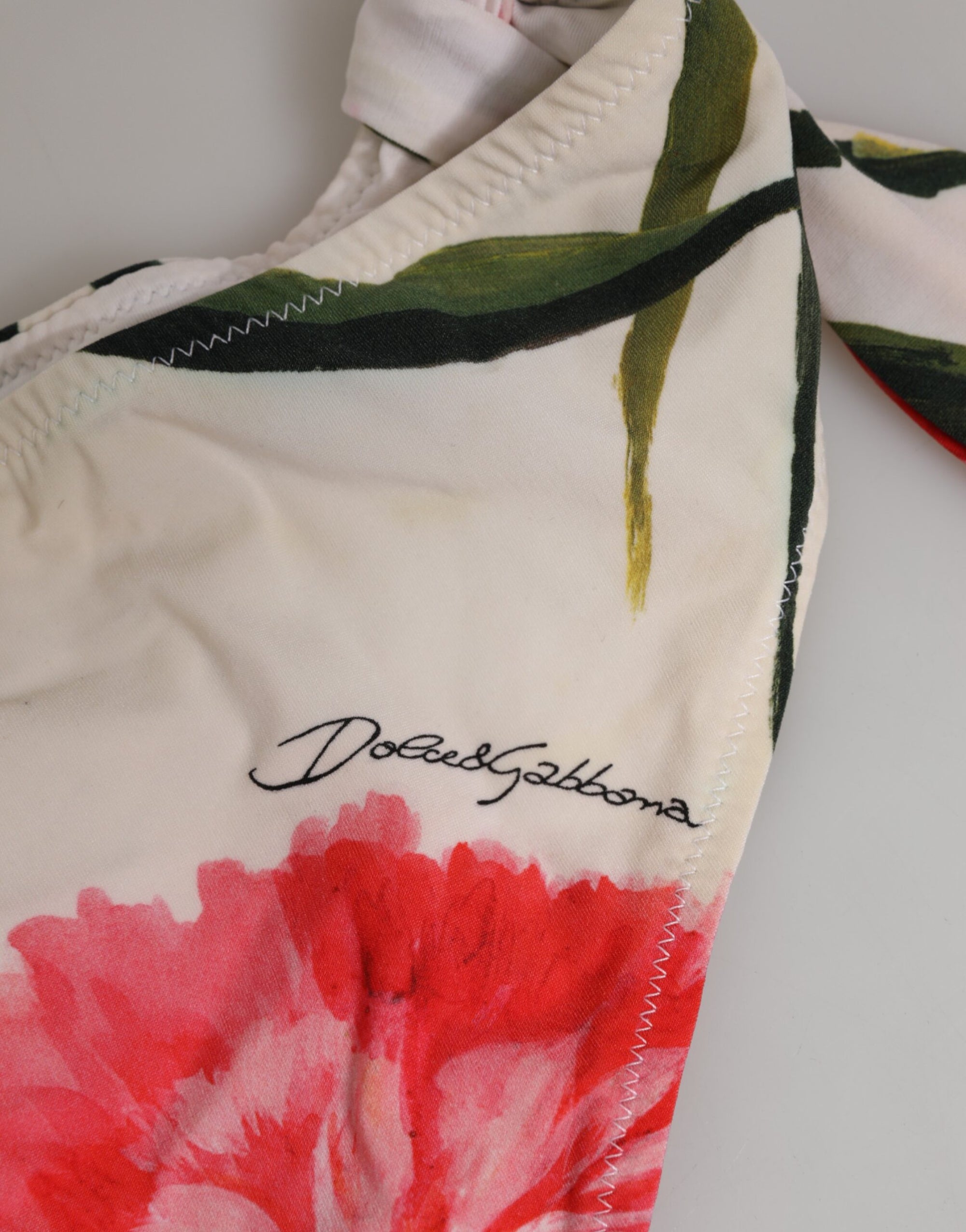 Dolce & Gabbana White Floral Swimsuit 2 Piece Top Bottom Swimwear