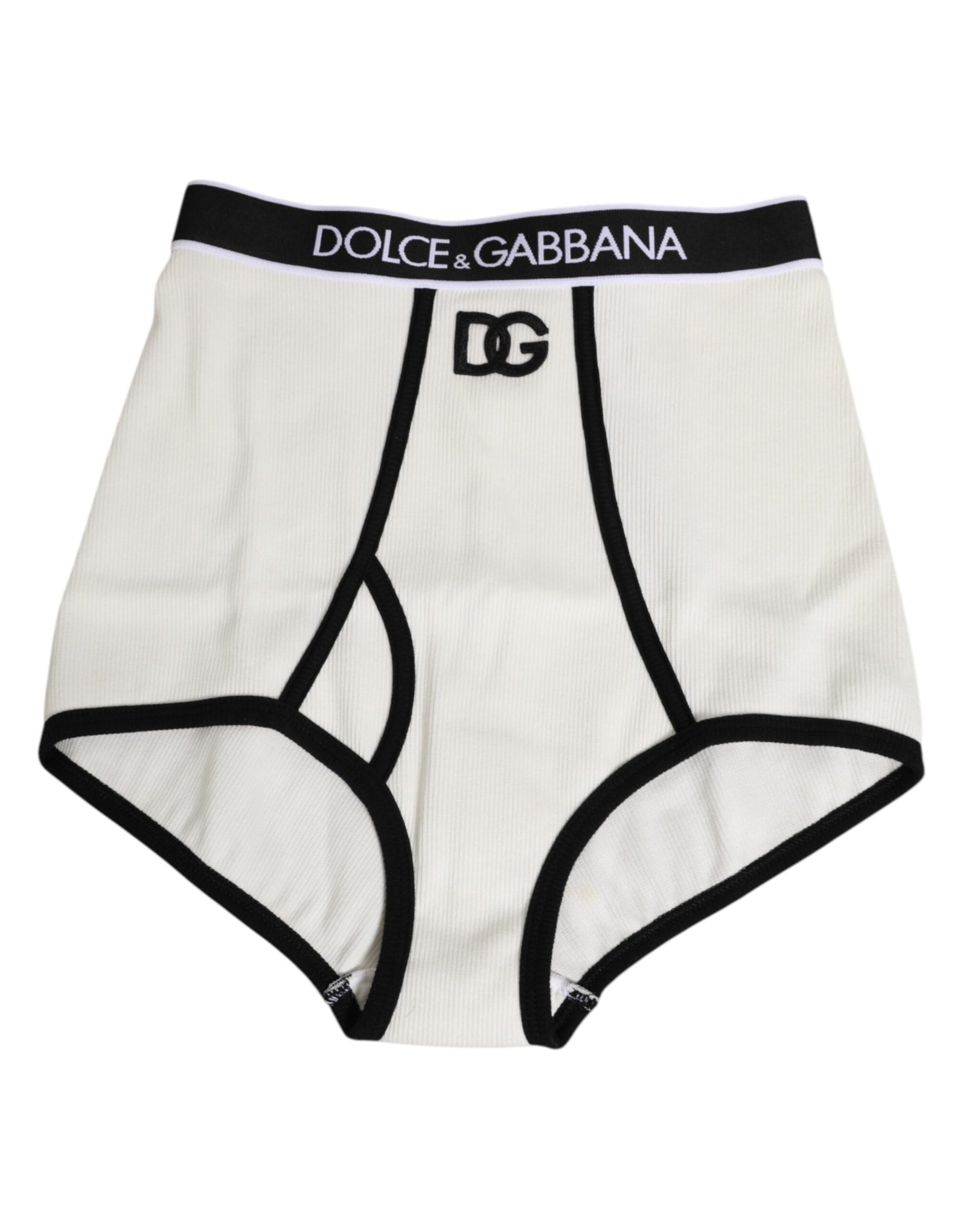 Dolce & Gabbana White Cotton Stretch High Waist Culotte Underwear