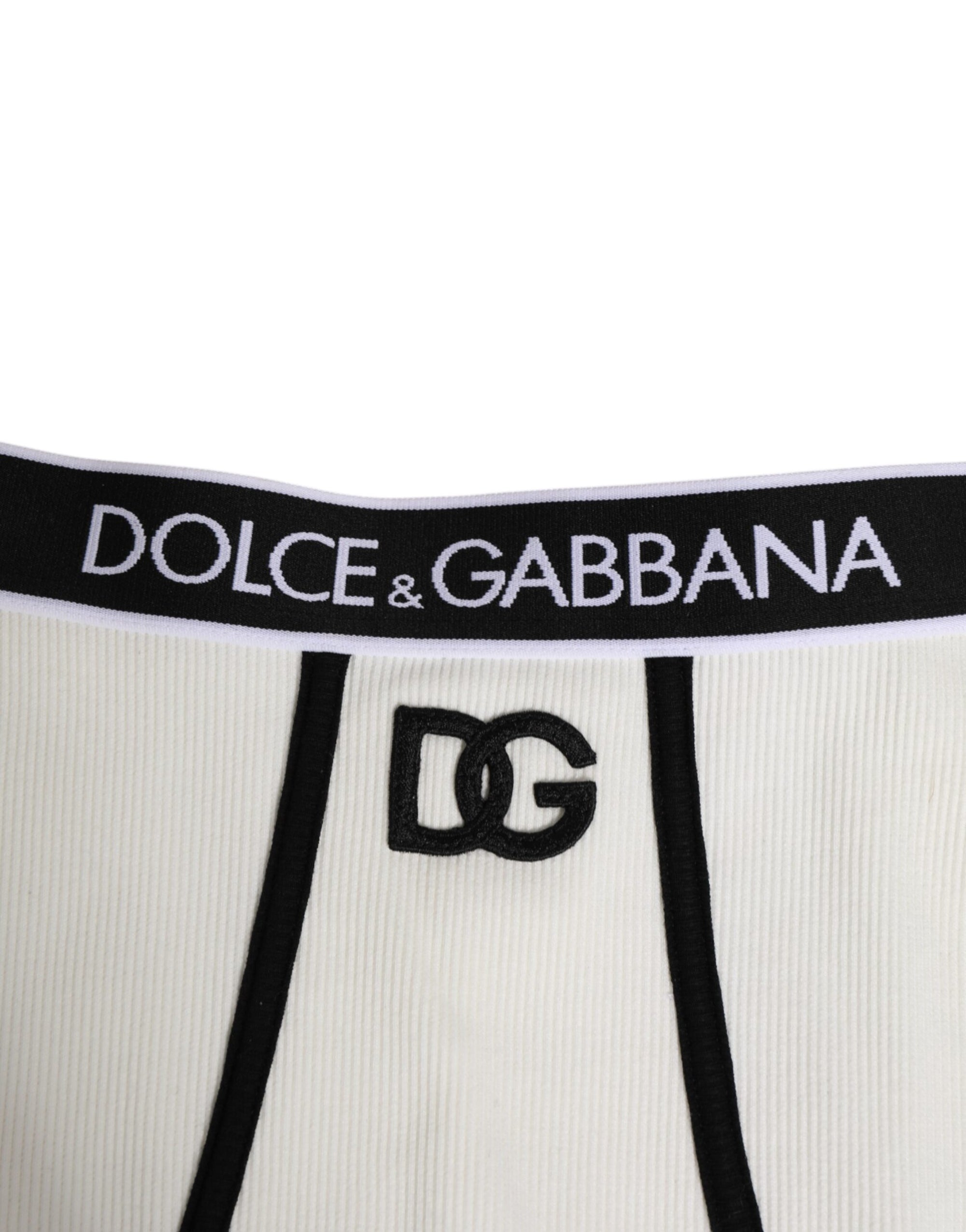 Dolce & Gabbana White Cotton Stretch High Waist Culotte Underwear