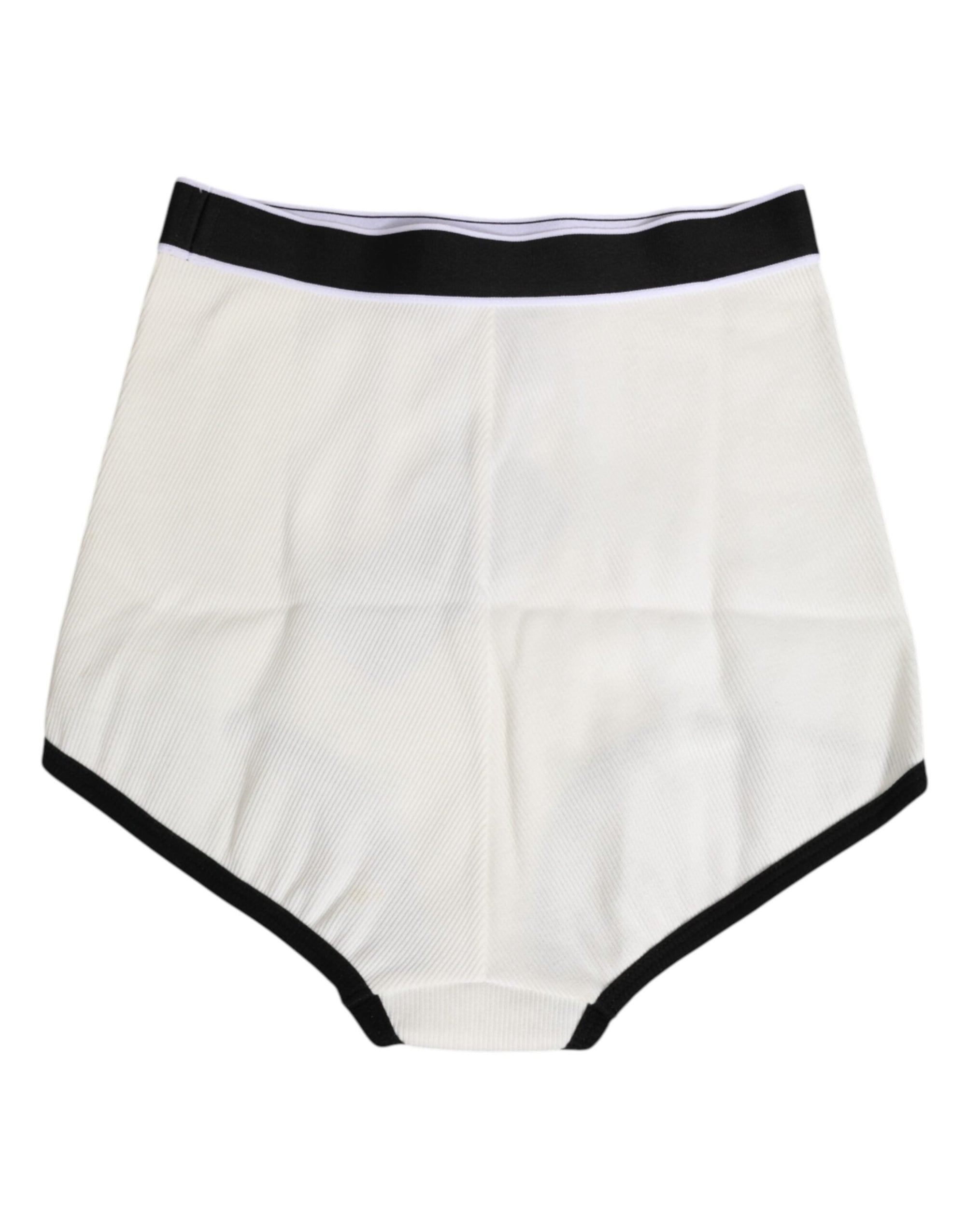 Dolce & Gabbana White Cotton Stretch High Waist Culotte Underwear