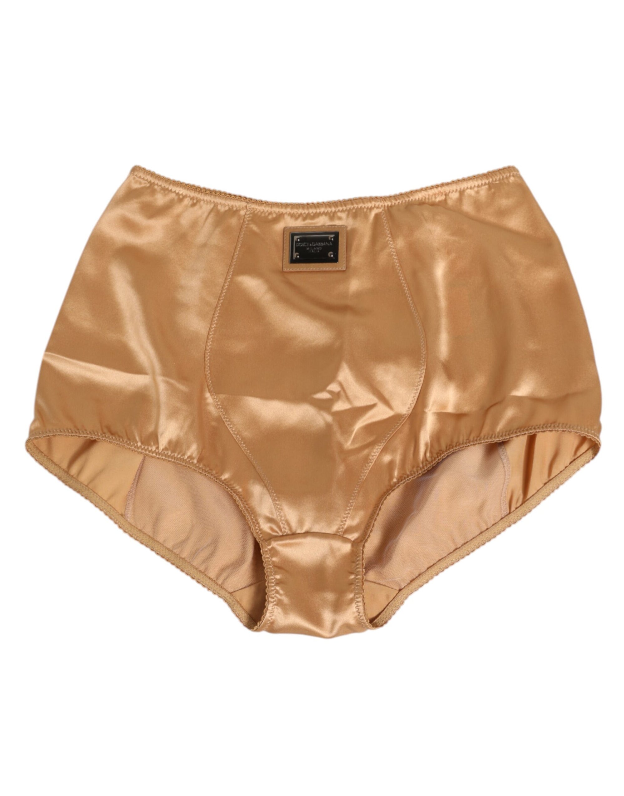 Dolce & Gabbana Beige Silk Stretch High Waist Girdle Underwear