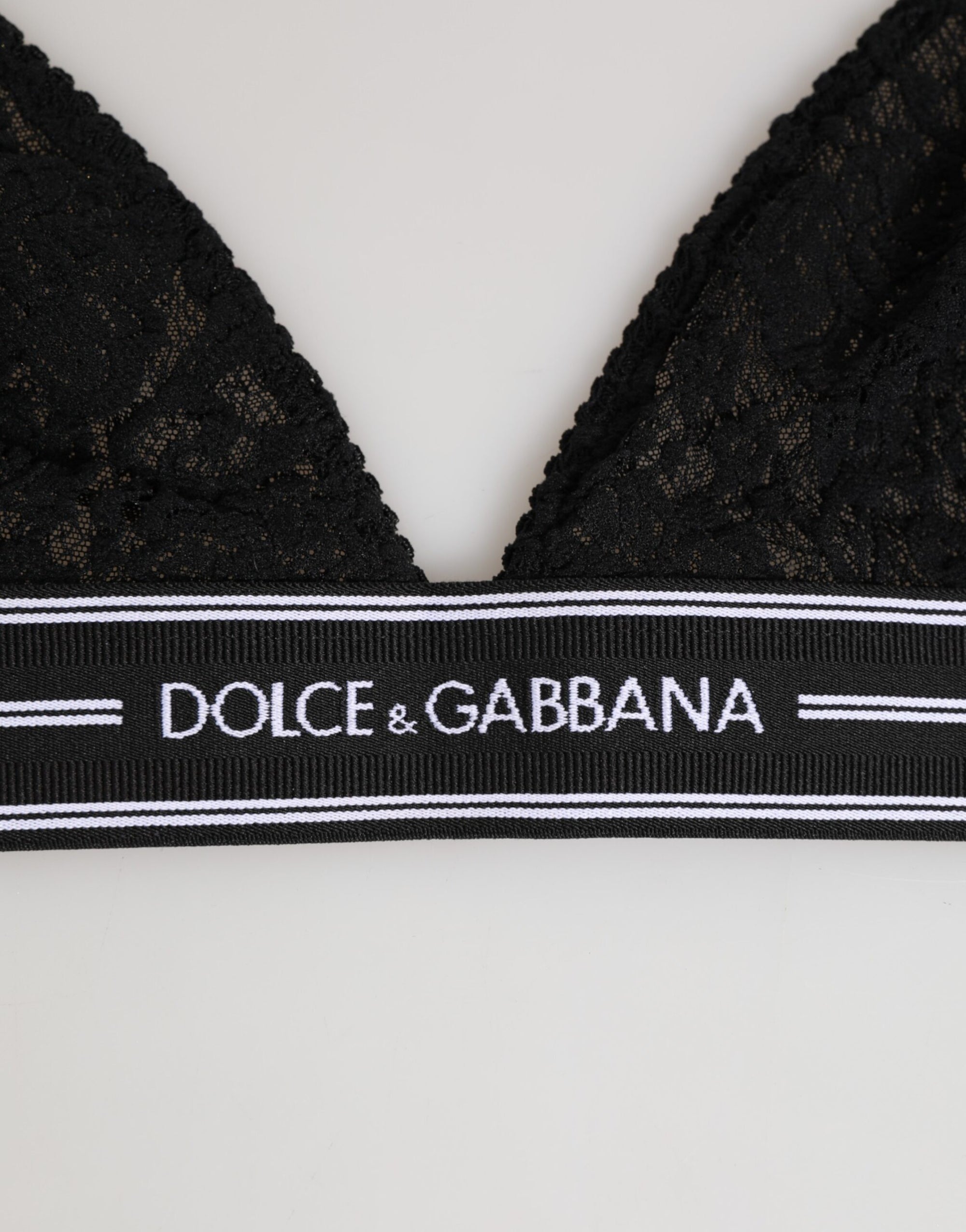 Dolce & Gabbana Black Lace Triangle Bralette Wireless Underwear