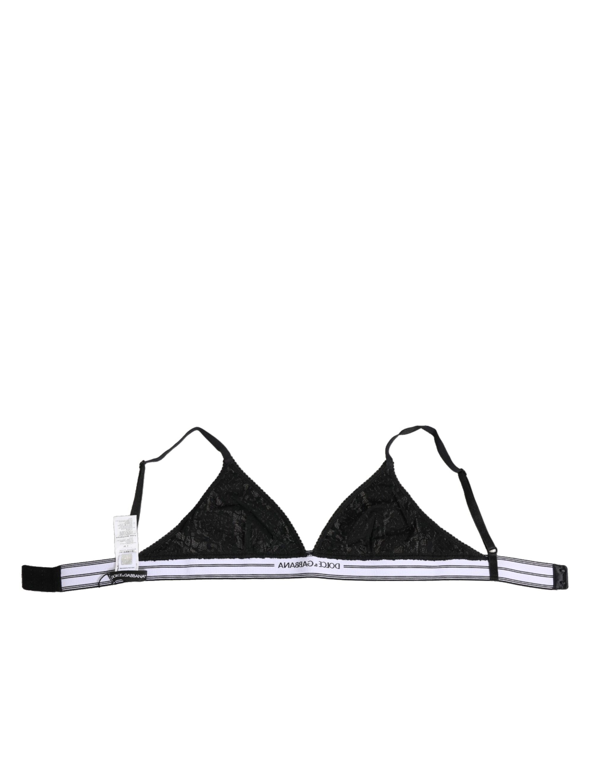 Dolce & Gabbana Black Lace Triangle Bralette Wireless Underwear