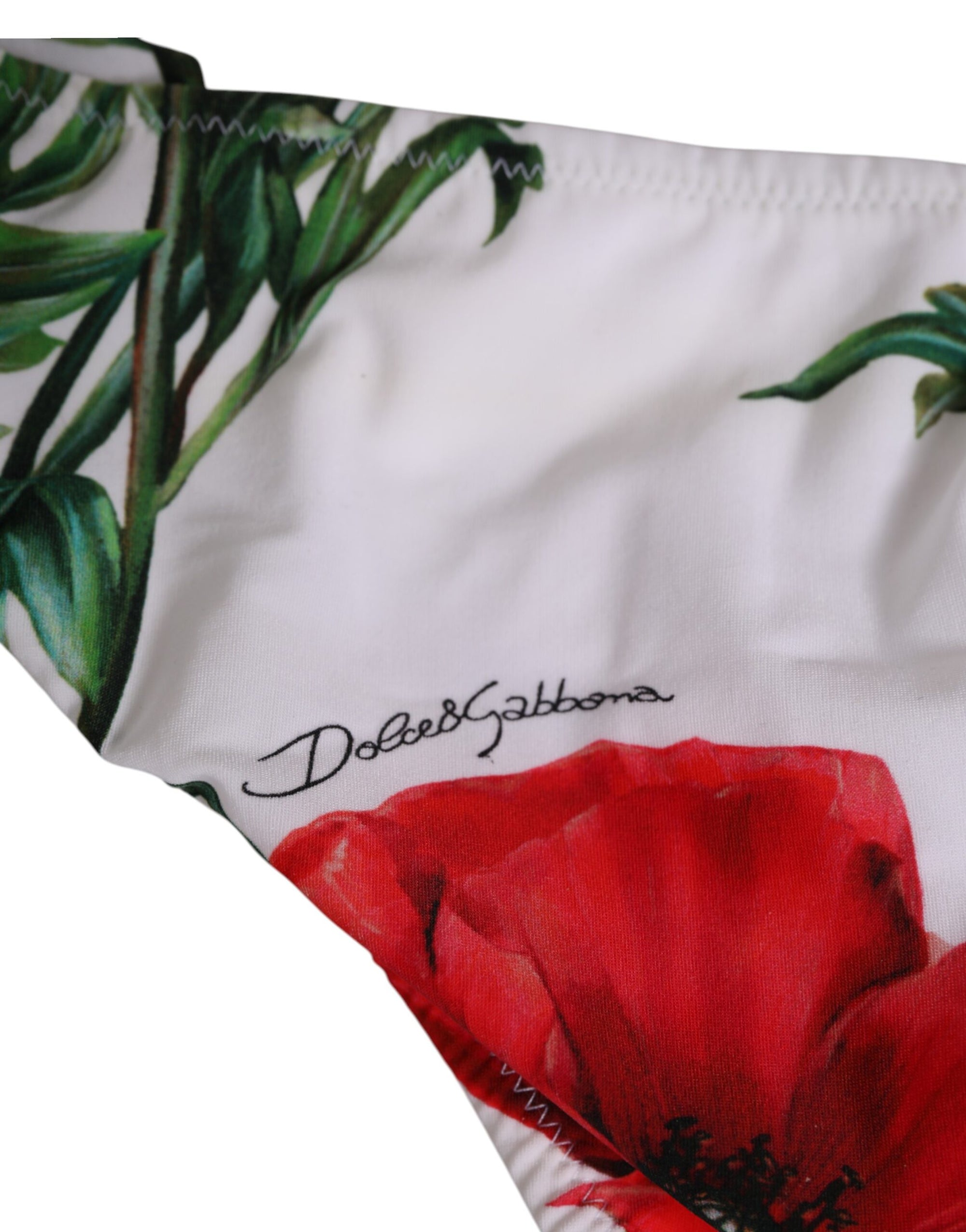 Dolce & Gabbana White Floral Swimsuit 2 Piece Top Bottom Swimwear