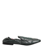 Dolce & Gabbana Green Leather Slip On Men Flat Loafers Shoes