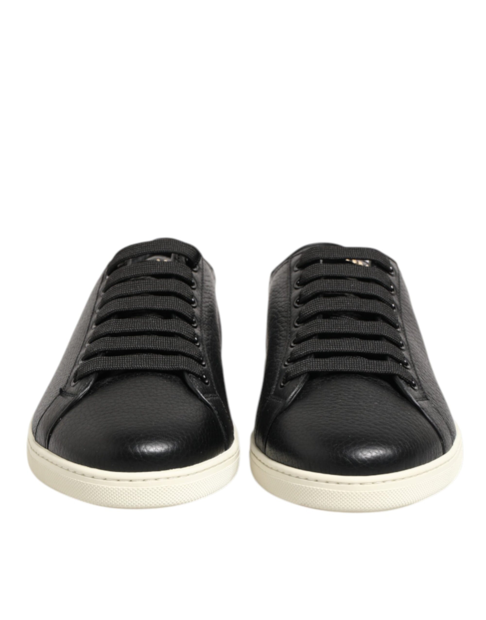 Dolce & Gabbana Black Leather Lace Up Low Top Sneakers Shoes