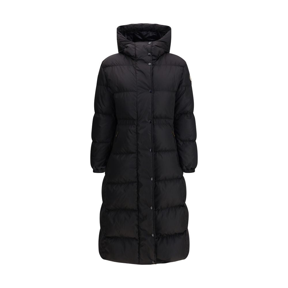 Moncler The long Down Jacket with hood and wool trims