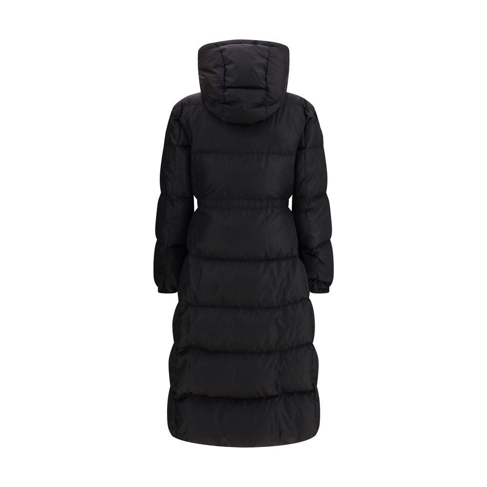 Moncler The long Down Jacket with hood and wool trims