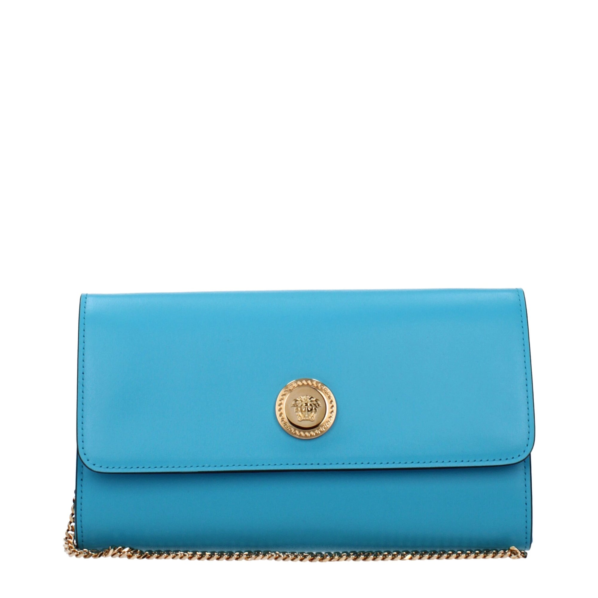 Versace Light Blue Leather Clutch Bags