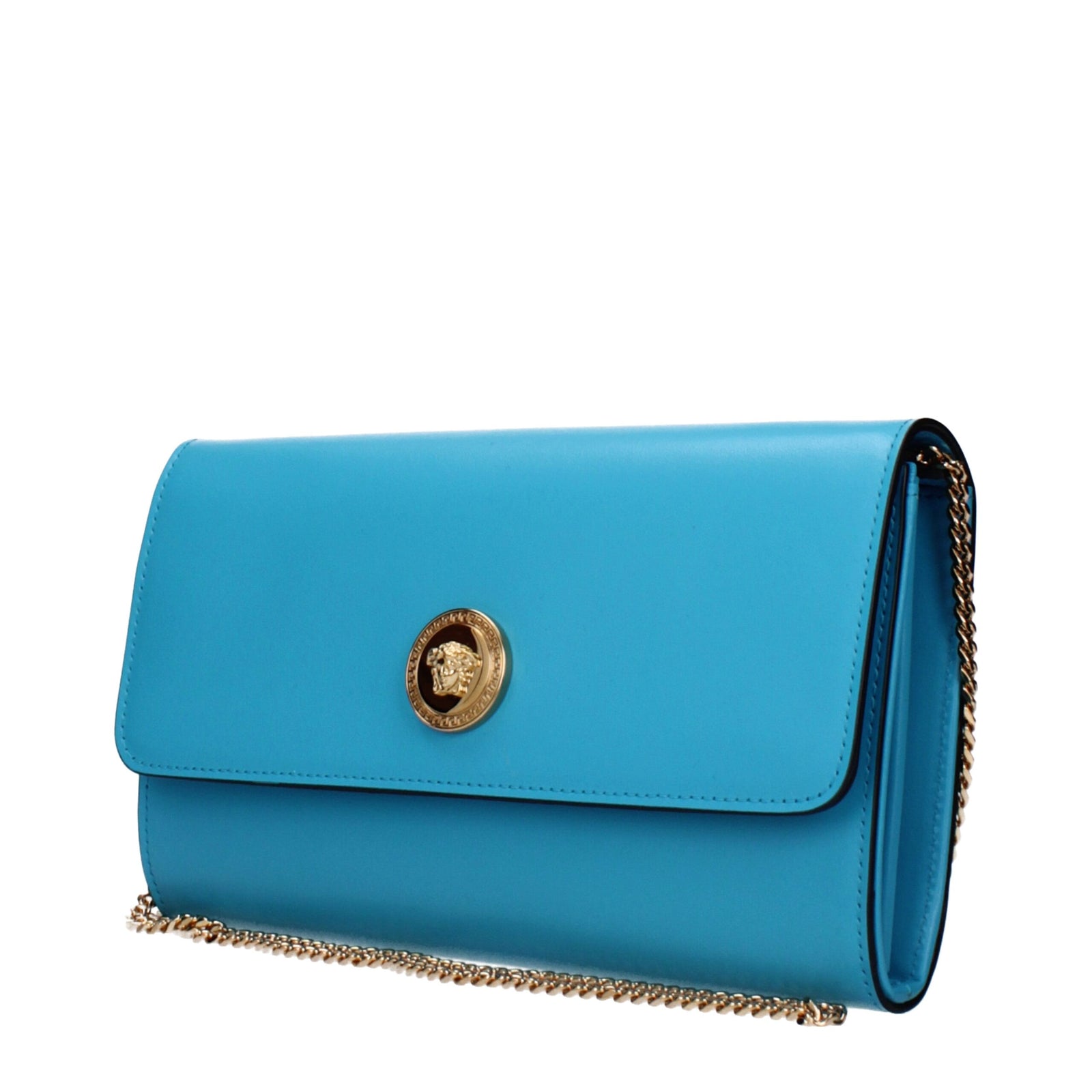 Versace Light Blue Leather Clutch Bags