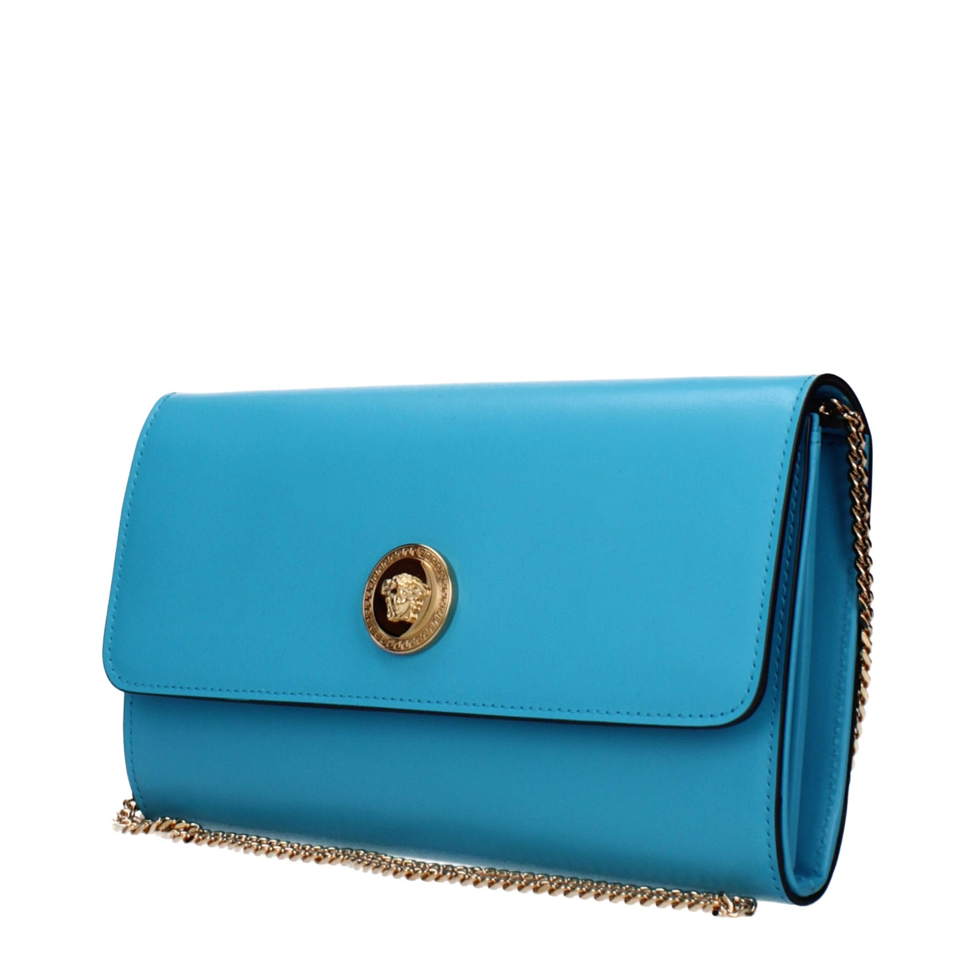 Versace Light Blue Leather Clutch Bags