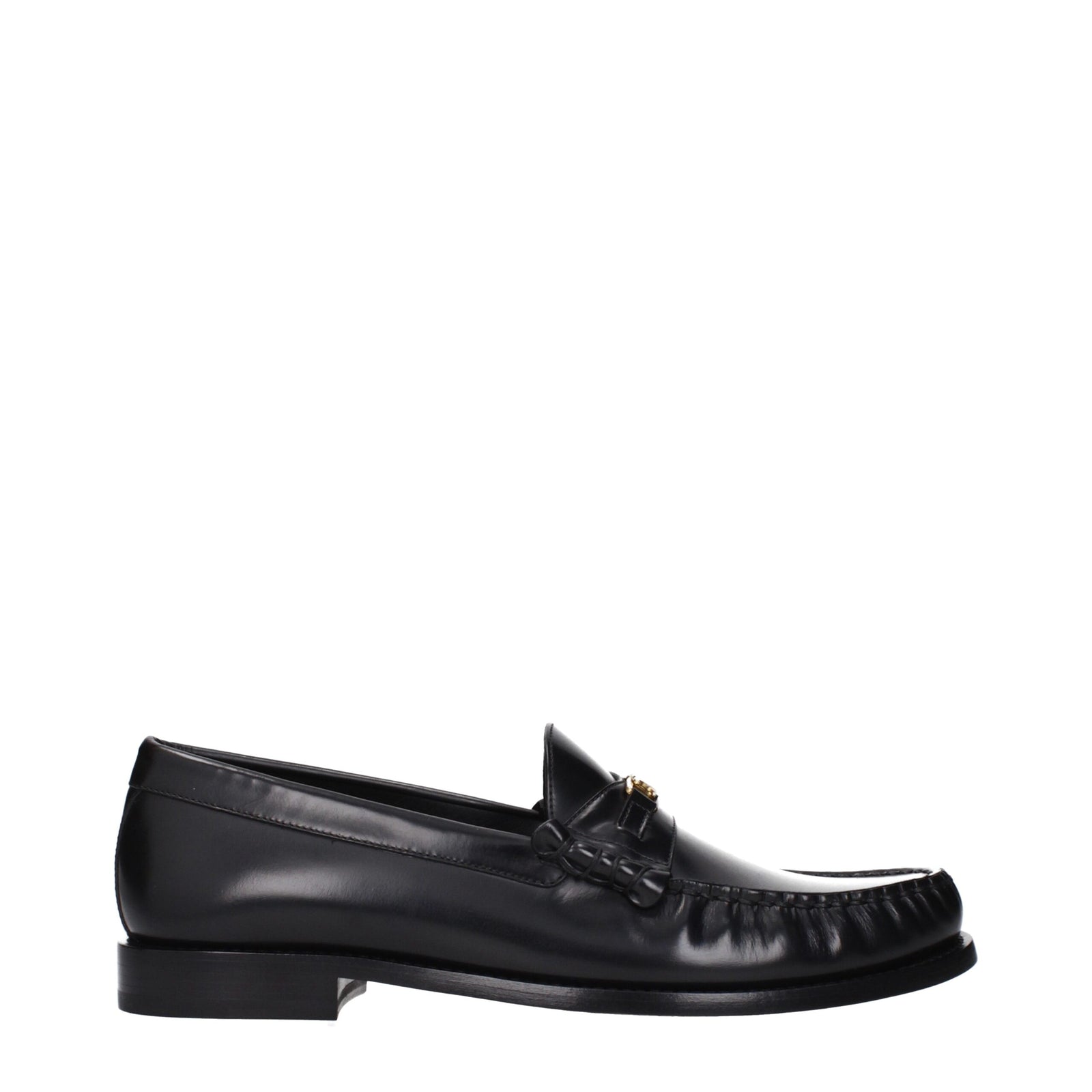 Celine Black Leather Slip-On Loafers