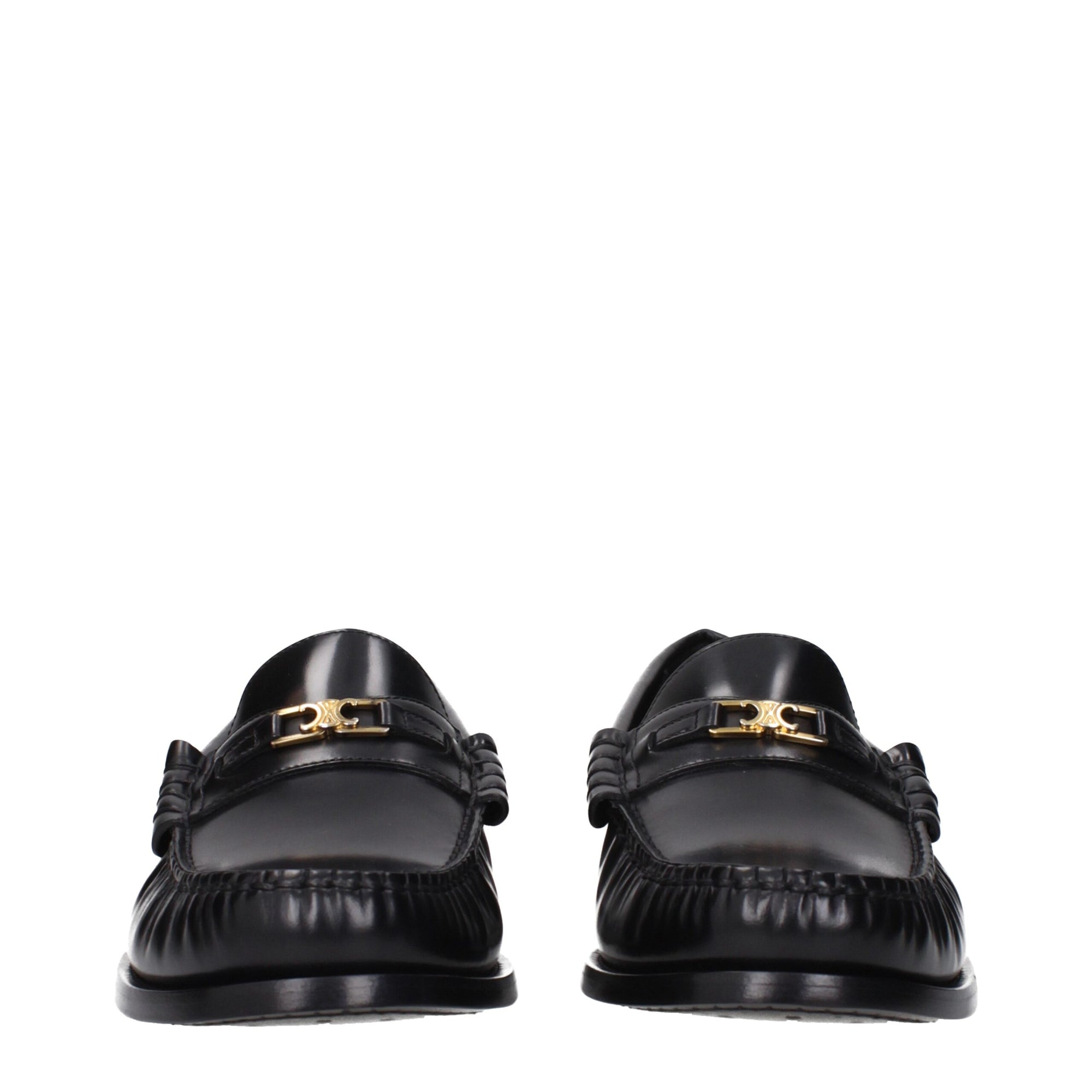 Celine Black Leather Slip-On Loafers