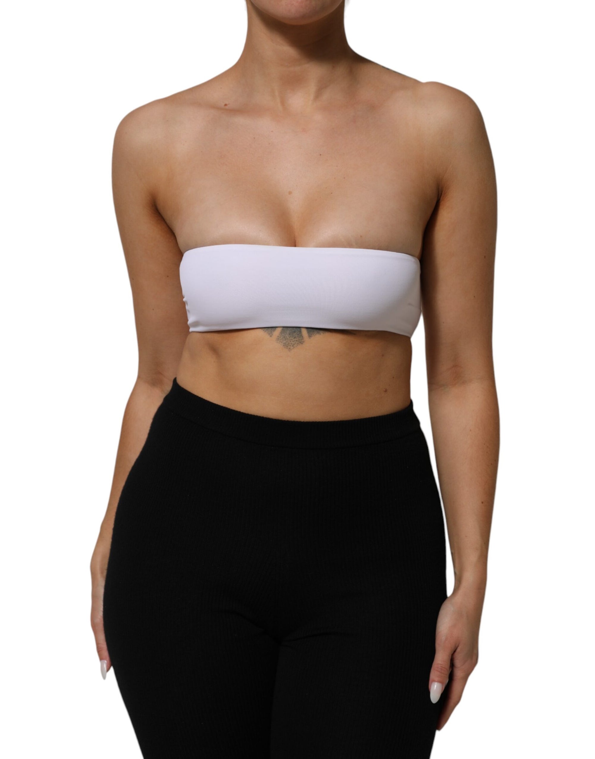 Dolce & Gabbana White Nylon Blend Bandeau Strapless Tube Top