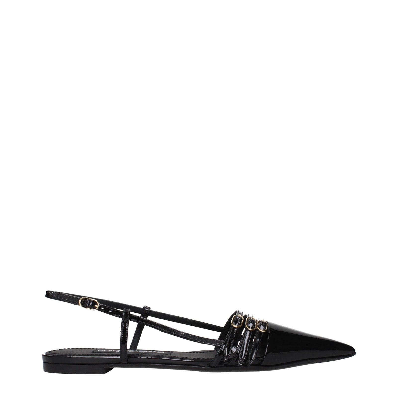 Dolce & Gabbana Black Leather Flat Sandals