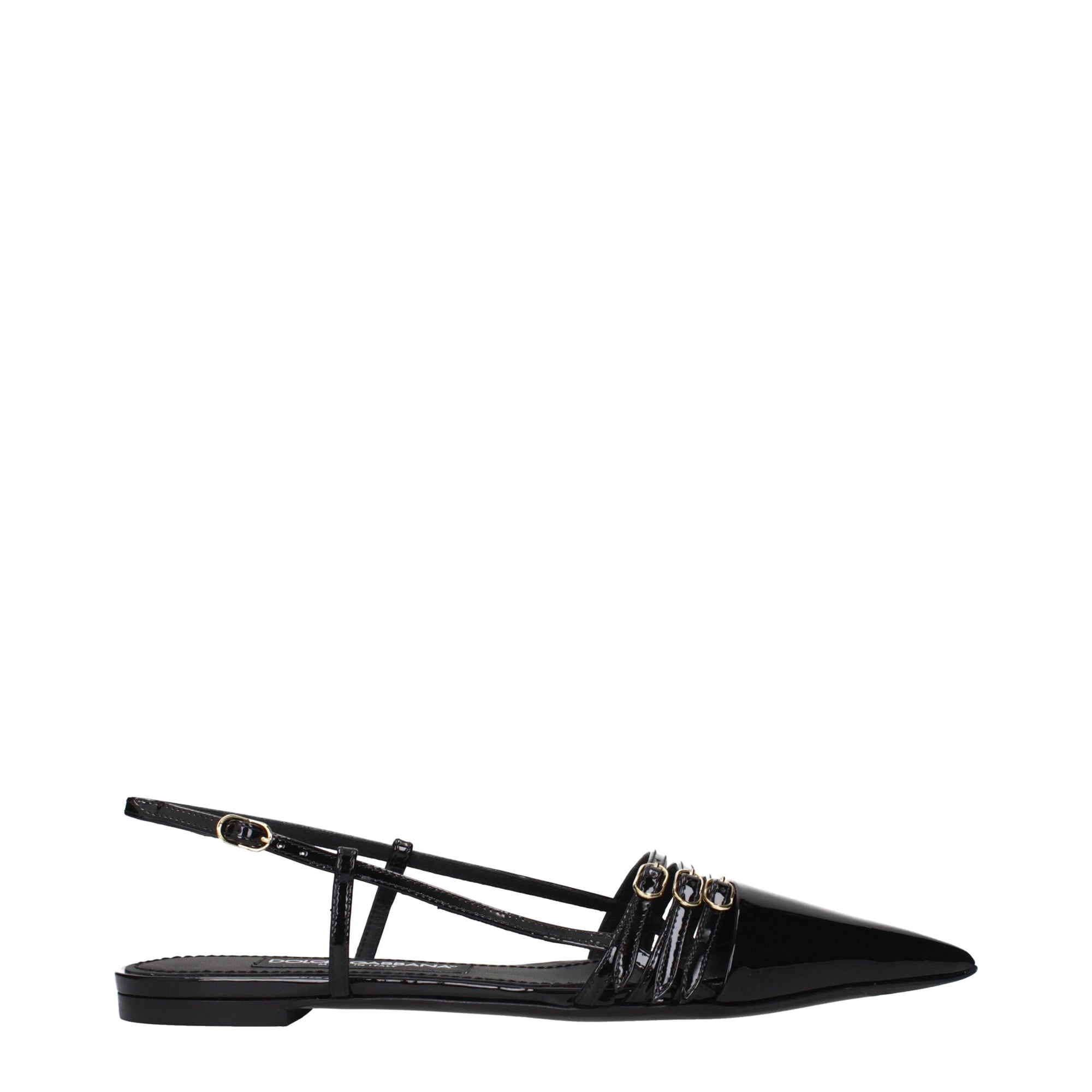 Dolce & Gabbana Black Leather Flat Sandals