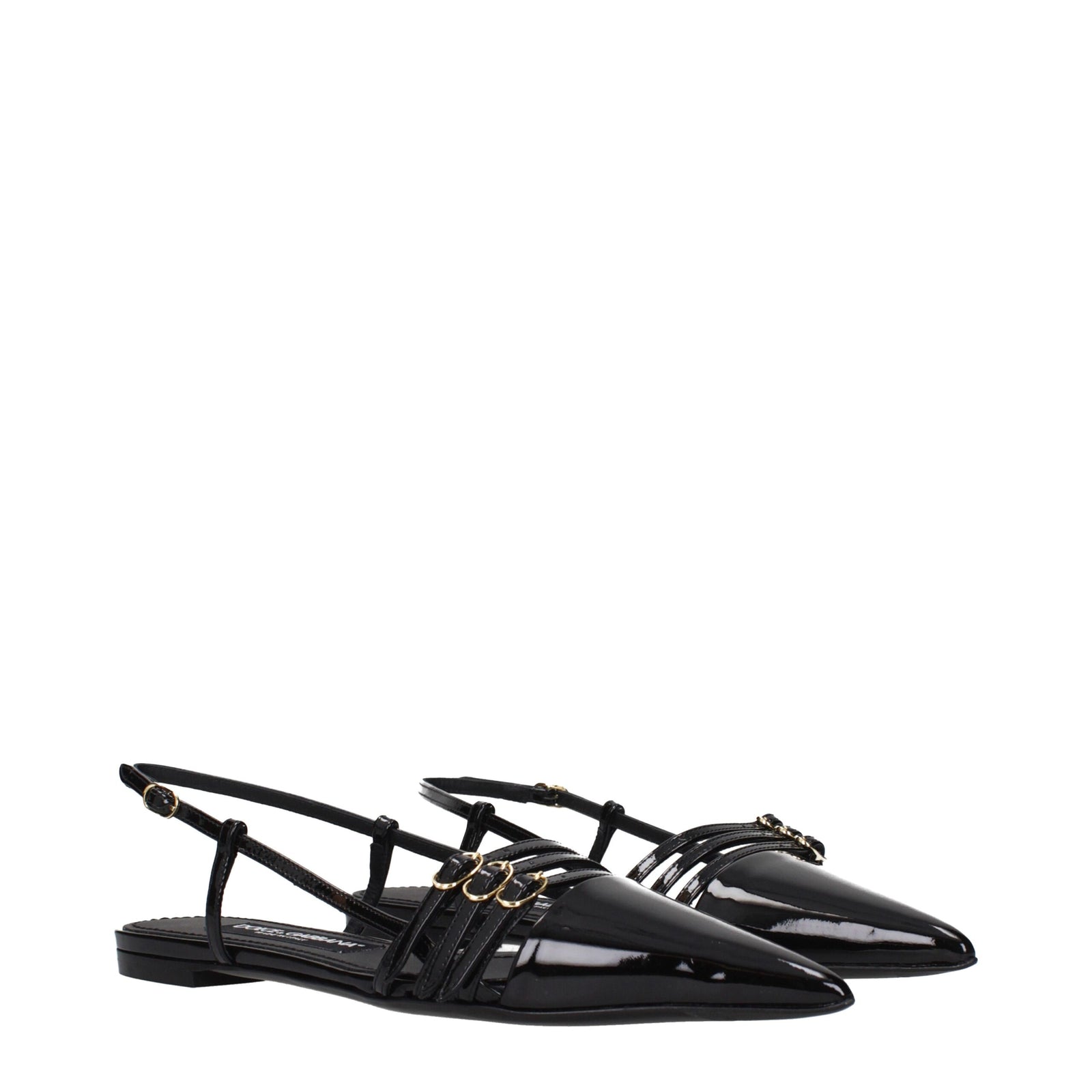 Dolce & Gabbana Black Leather Flat Sandals