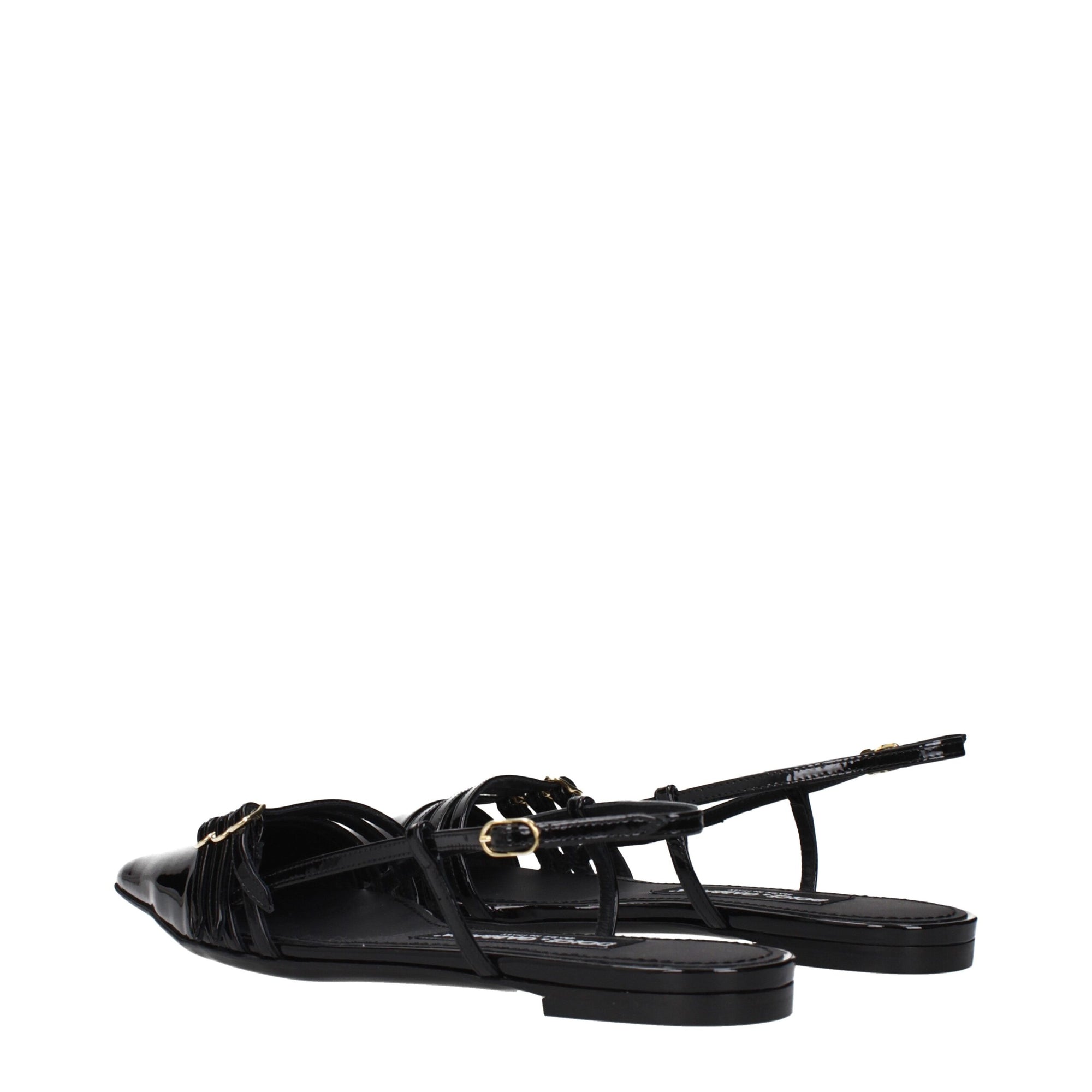 Dolce & Gabbana Black Leather Flat Sandals