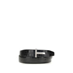 Tom Ford SHINY PRINTED CROC REVERSIBLE T BELT 30