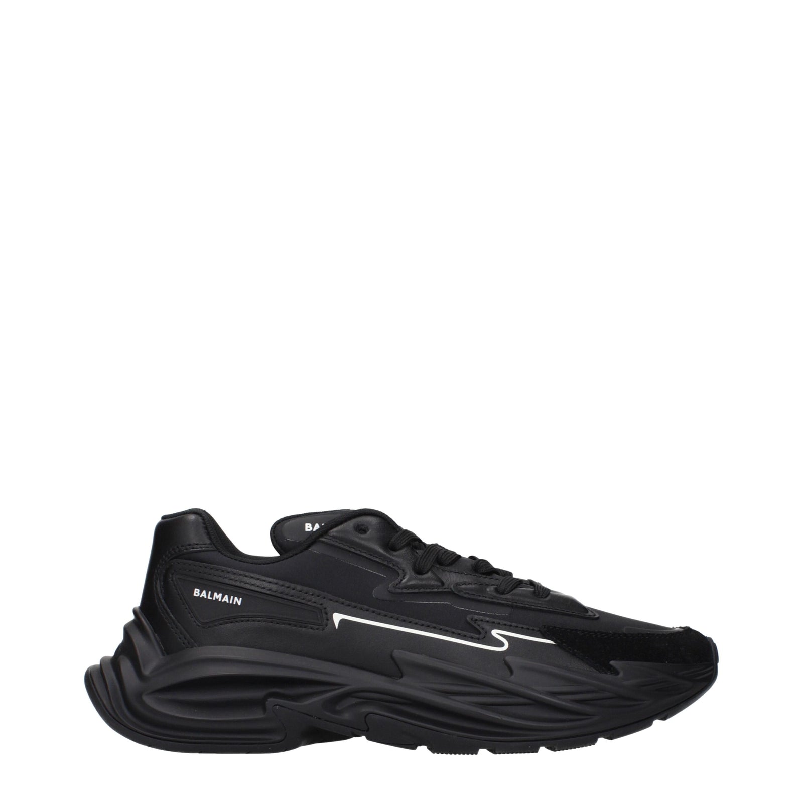 Balmain Black Leather Athletic Sneakers