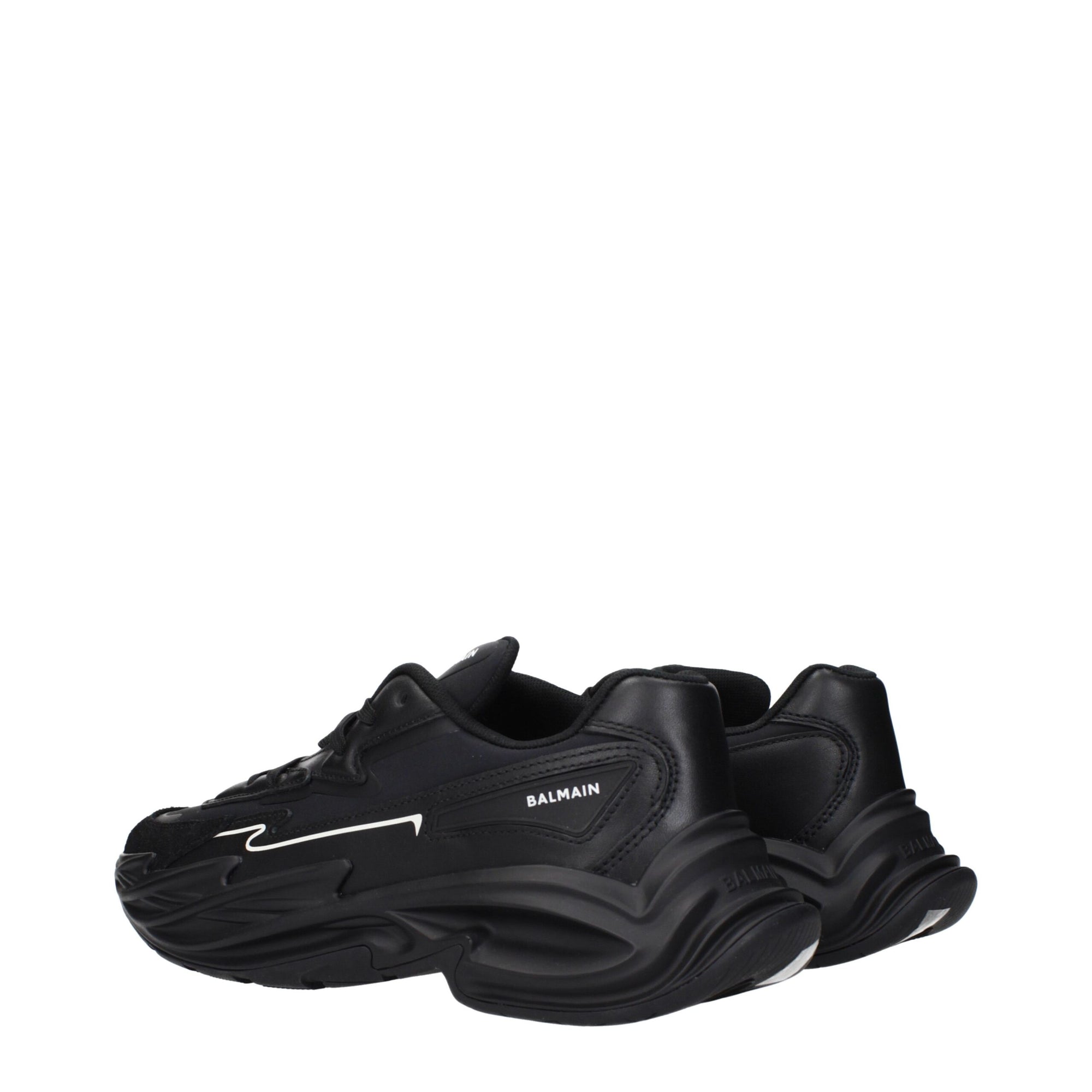 Balmain Black Leather Athletic Sneakers